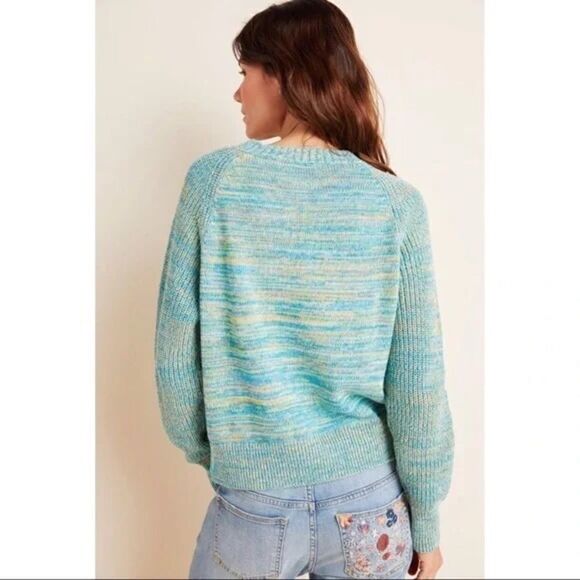 NEW Anthropologie Cloth and Stone Raglan Blue Watercolor Tie-Dye Sweater X-Small - Picture 3 of 5
